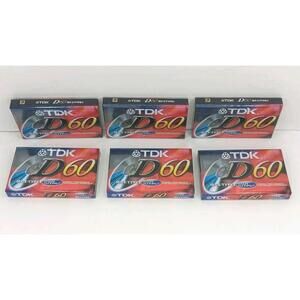 6 TDK D60 High Output IECI/Type I Blank Audio Cassette Tapes New Sealed
